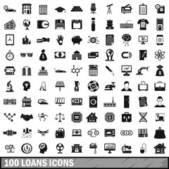 100 loans icons set, simple style 