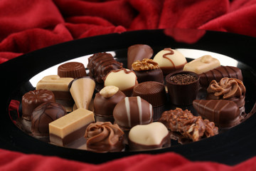 a lot of variety chocolate pralines