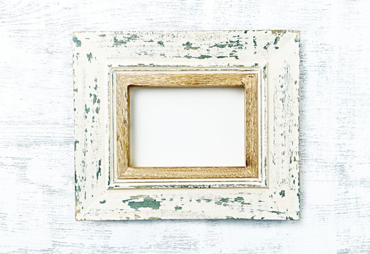 Vintage Image Frame on wooden surface