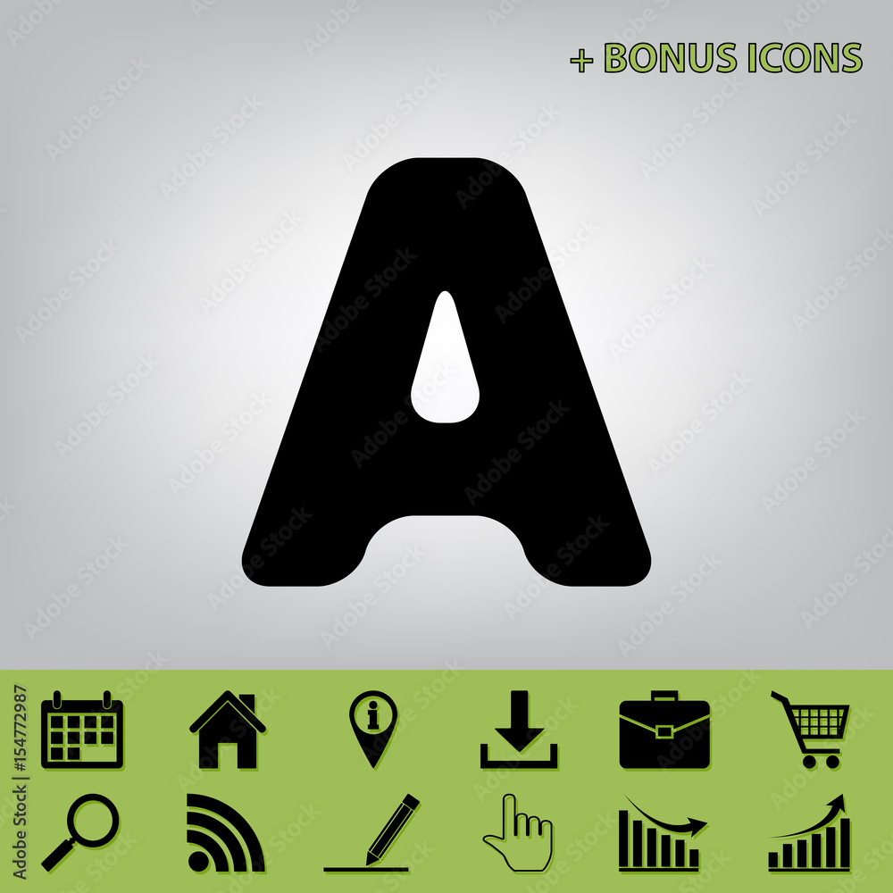 Fototapete letter a sign design template element. vector. black icon at gray background with bonus icons at cel