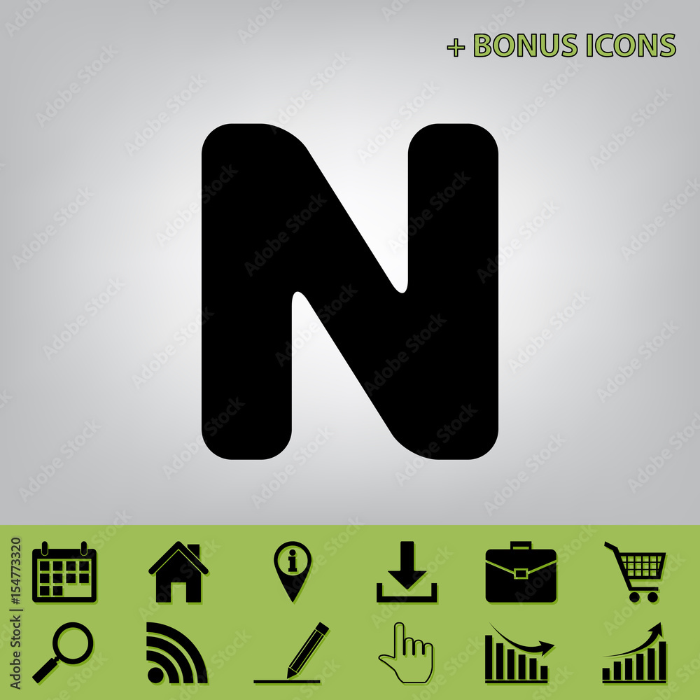 Fototapete letter n sign design template element. vector. black icon at gray background with bonus icons at cel
