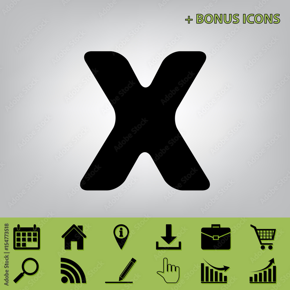 Fototapete letter x sign design template element. vector. black icon at gray background with bonus icons at cel