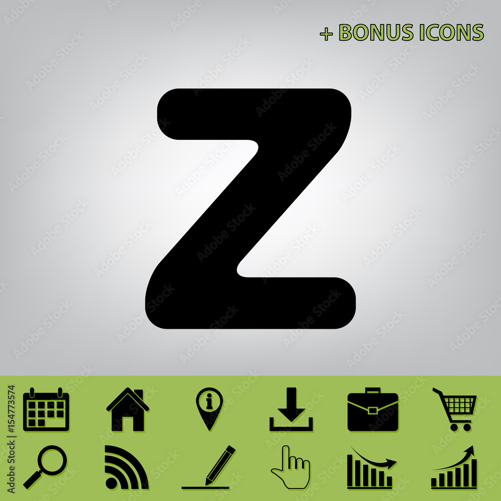 Fototapete letter z sign design template element. vector. black icon at gray background with bonus icons at cel