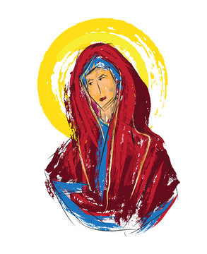 red robed woman with yellow halo clip art preview
