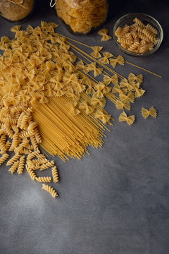 Composition of uncooked italian pasta.