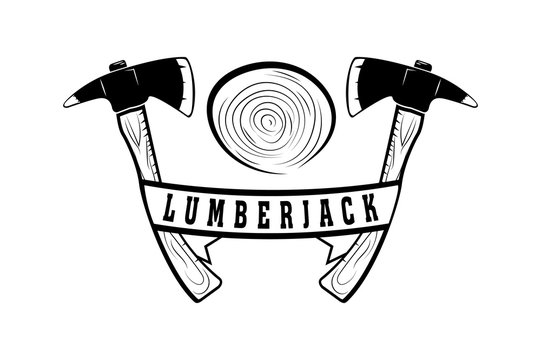 lumberjack. badge, emblem, logo.  monochrome style. Vector image