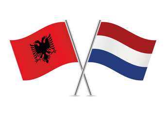 Albania and Netherlands flags. Vector illustration.