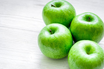 green apples for healthy dessert on white background