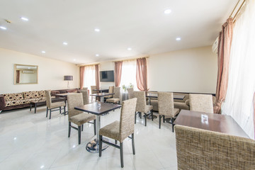 Restaurant interior in modern hotel