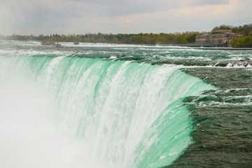 Fototapeta na wymiar The powerful water stream in Niagara Falls, Canada