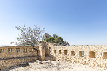 ancient castle in Xàtiva city with a blue sky, province of Valencia, Spain