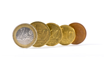 Euro Coins Currency Concept European Value Finance Isolated White