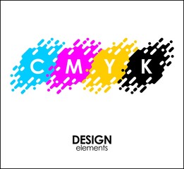 Print CMYK halftone dots design abstract elements