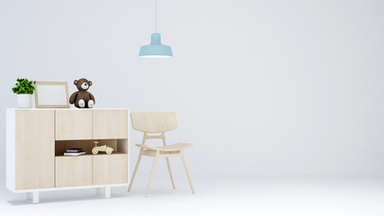 kid room in white room for artwork - 3D Rendering