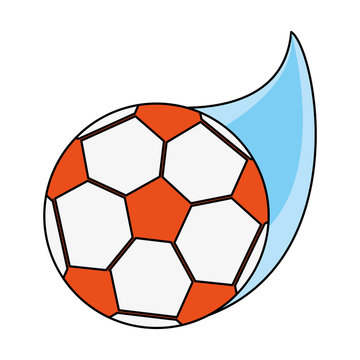 color image cartoon soccer ball with speed vector illustration