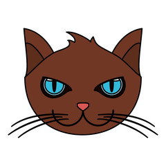 color image cartoon face cat animal vector illustration