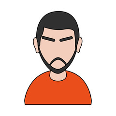 color image cartoon half body faceless man with moustache and eyebrows vector illustration