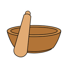 color image cartoon salt bowl with wooden shaker vector illustration