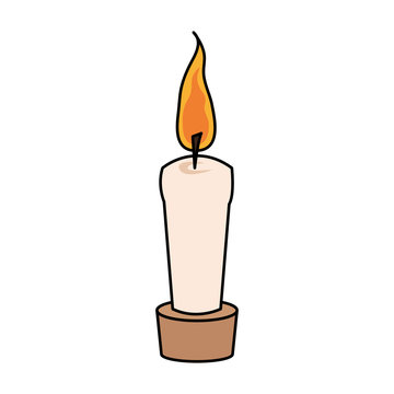 color image cartoon decorative candle spa in wooden base vector illustration
