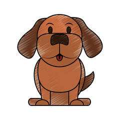 Obraz premium color pencil cartoon front view dog animal sitting vector illustration