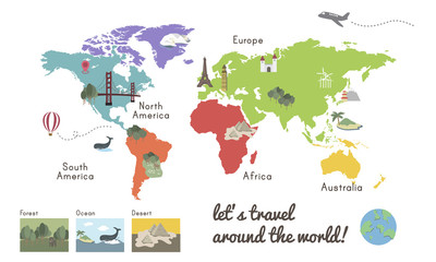 Fototapeta na wymiar World Continent Map Location Graphic Illustration
