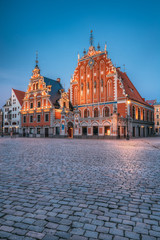 Fototapeta na wymiar Riga, Latvia. Schwabe House And House Of The Blackheads At Town 