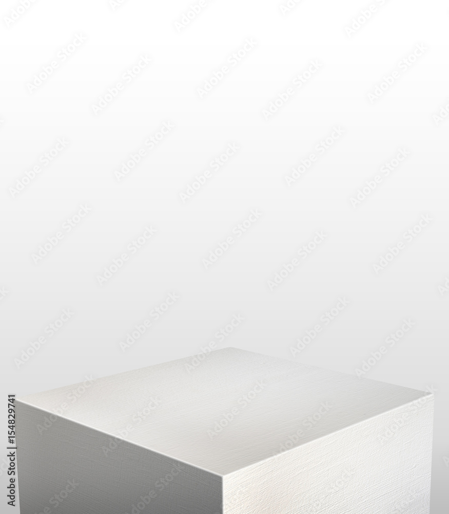 Poster Product display stand made from white painting concrete with white copy space on top for adding content or design or replace your background,3d rendering