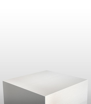 Product display stand made from white painting concrete with white copy space on top for adding content or design or replace your background,3d rendering