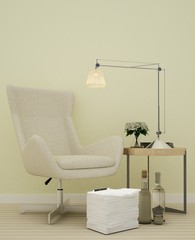 The 3D Interior living interior minimal space in apartment comfortable - 3D Rendering