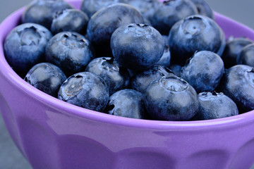 Blueberry in a purple ceramic bowl