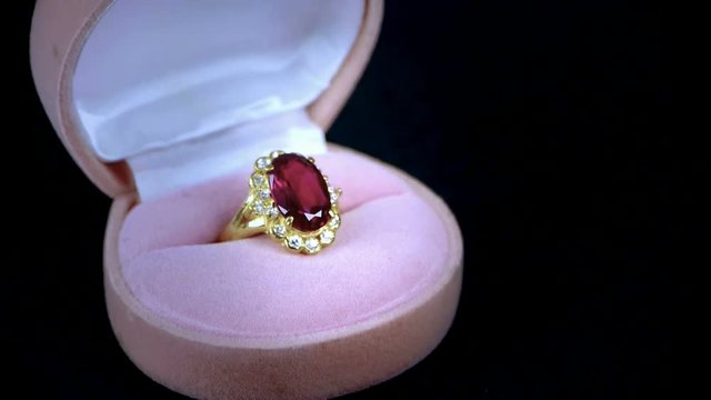 Rotation of ruby diamond ring.