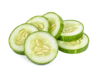 Slice Cucumber isolated on the white background