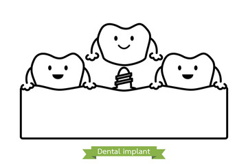 dental implant - cartoon vector outline style