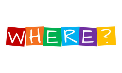 where, question in colorful rotated squares