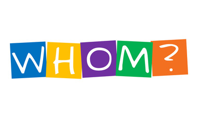 whom, question in colorful rotated squares