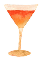 orange cocktail in watercolor.