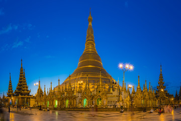Yangon, Myanmar view of Shwedagon Pagoda in the morning.