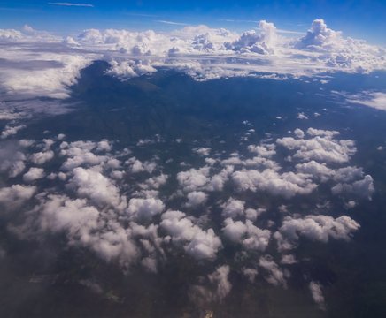 Island near Jakarta, aerial view from plane