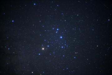 A wide angle view of the Antares Region of the Milky Way,Long exposure photograph, with grain