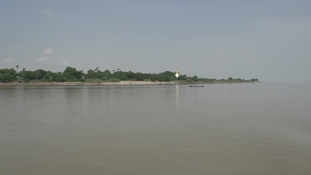 Ayeyarwady river, cargo ship passing by