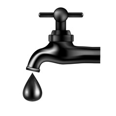 Black tap with oil drop on white background. Vector illustration.