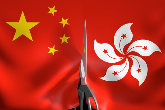 Hong Kong Independence And Secession From One China Policy Concept, 3D Rendering