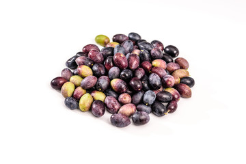 Small pile of olives isolated on white background.