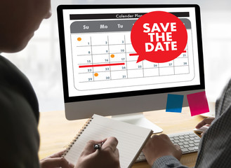 SAVE THE DATE message on a calendar
