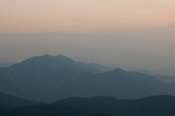 Beautiful twilight after sunset over mountain landscape at Doi Inthanon , Chiangmai ,Thailand