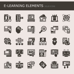E-learning Elements , Thin Line and Pixel Perfect Icons