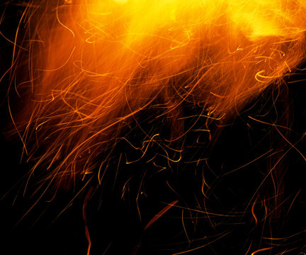 Flame Of Fire With Sparks On White Background