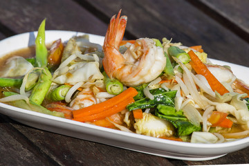 Thai food, seafood with vegetable spicy salad