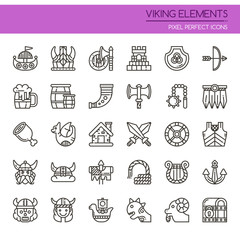 Viking Elements , Thin Line and Pixel Perfect Icons.