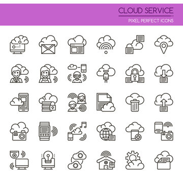 Cloud Service , Thin Line and Pixel Perfect Icons.